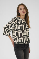 Load image into Gallery viewer, Kaffe - KAlorina Amber Blouse - Black/White Graphic