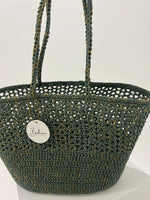 Load image into Gallery viewer, Boheme Le Panier - Crochet Romy Basket - Celedon And Gold