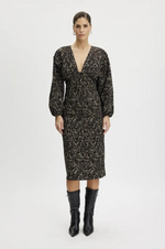 Load image into Gallery viewer, Gestuz - Fedora Midi Dress - Black Yellow Crackle