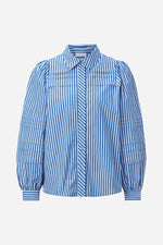 Load image into Gallery viewer, Rich And Royal - Striped Blouse With Pin Tucks - Skyway Blue