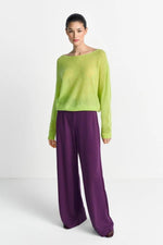 Load image into Gallery viewer, Rich And Royal - Boat Neck Seamless Sweater - Urban Lime