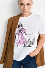 Load image into Gallery viewer, Rich And Royal - T-Shirt With Fashion Print Women And Cat - White