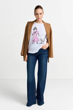 Load image into Gallery viewer, Rich And Royal - T-Shirt With Fashion Print Women And Cat - White