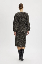 Load image into Gallery viewer, Gestuz - Fedora Midi Dress - Black Yellow Crackle