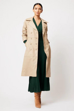 Load image into Gallery viewer, Once Was - Astra Raglan Sleeve Detailed Leather Trench Coat - Oatmeal
