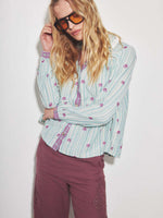 Load image into Gallery viewer, Louizon - Ariane Stripe Blouse - Ecru/Green