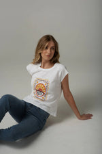 Load image into Gallery viewer, Cloth Paper Scissors - Rodeo Printed Tee - White