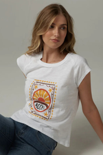 Load image into Gallery viewer, Cloth Paper Scissors - Rodeo Printed Tee - White