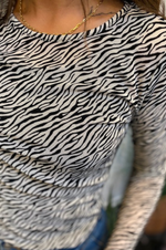 Load image into Gallery viewer, Coster Copenhagen - CC Heart Eve Mesh Blouse - Cream Zebra