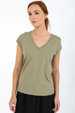 Load image into Gallery viewer, Coster Copenhagen - Heart Basic V Neck T Shirt - Dusty Olive