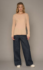 Load image into Gallery viewer, Crossley - Chion Long Sleeve Cotton Top - Deep Blue Stone Wash