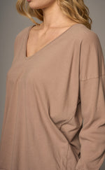 Load image into Gallery viewer, Crossley - Clovil V Neck Long Sleeve Cotton Top - Deep Blue Stone Wash