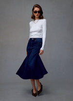 Load image into Gallery viewer, Dricoper - Abby Flare Skirt - Indigo Blue