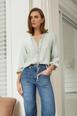 Load image into Gallery viewer, Dricoper - Sofia Sage Green Blouse