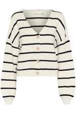 Load image into Gallery viewer, Gestuz - MebaGZ Cardigan Striped NOOS - Egret With Black Stripes
