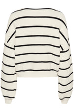 Load image into Gallery viewer, Gestuz - MebaGZ Cardigan Striped NOOS - Egret With Black Stripes
