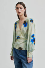 Load image into Gallery viewer, Second Female - Thistle Wrap Blouse Surf Web