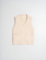 Load image into Gallery viewer, Indi And Cold - Cotton Polo Collar Vest - Ecru