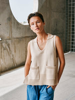 Load image into Gallery viewer, Indi And Cold - Cotton Polo Collar Vest - Ecru