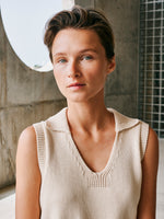 Load image into Gallery viewer, Indi And Cold - Cotton Polo Collar Vest - Ecru