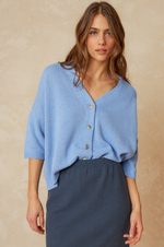 Load image into Gallery viewer, Indi And Cold - Knitted Short Sleeve Cardigan - Sky