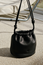 Load image into Gallery viewer, Indi And Cold - Gathered Leather Tote Bag - Black