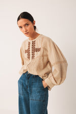 Load image into Gallery viewer, Indi And Cold - Ethnic Embroidered Shirt - Stone 220