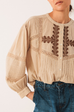 Load image into Gallery viewer, Indi & Cold - Ethnic Embroidered Shirt - Stone