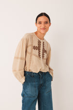 Load image into Gallery viewer, Indi And Cold - Ethnic Embroidered Shirt - Stone 220