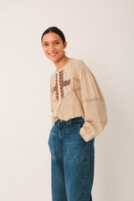 Load image into Gallery viewer, Indi And Cold - Ethnic Embroidered Shirt - Stone 220
