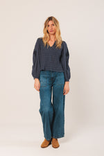 Load image into Gallery viewer, Indi And Cold - Ethnic Embroidered Blouse - Indigo 221