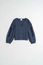 Load image into Gallery viewer, Indi And Cold - Ethnic Embroidered Blouse - Indigo 221