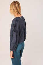Load image into Gallery viewer, Indi And Cold - Ethnic Embroidered Blouse - Indigo 221