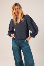Load image into Gallery viewer, Indi And Cold - Ethnic Embroidered Blouse - Indigo 221