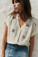 Load image into Gallery viewer, Indi And Cold - Short Sleeve Embroidered Shirt - Crudo 237