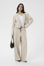 Load image into Gallery viewer, Kaffe - KAserena Cropped Blazer - Beige Melange/Black Stripe