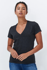 Load image into Gallery viewer, Kireina - Veronica V Neck Tee - Black Marle
