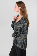Load image into Gallery viewer, Le Temps Des Cerises - Morena Shirt With Paisley Pattern - Black And Tan