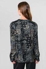 Load image into Gallery viewer, Le Temps Des Cerises - Morena Shirt With Paisley Pattern - Black And Tan