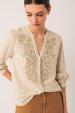 Load image into Gallery viewer, Indi And Cold - Combined Embroidered Shirt - Stone