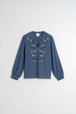 Load image into Gallery viewer, Indi And Cold - Combined Embroidered Shirt - Indigo 390