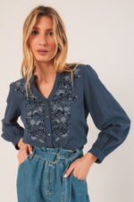 Load image into Gallery viewer, Indi And Cold - Combined Embroidered Shirt - Indigo