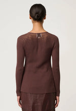 Load image into Gallery viewer, Once Was - Rhiannon Viscose Nylon Sheer Neckline Detail Knit Top - Mocha