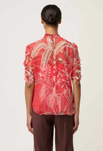 Load image into Gallery viewer, Once Was - Lunette Viscose Chiffon Ruched Sleeve Blouse - Crimson Palms