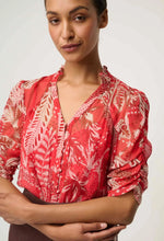 Load image into Gallery viewer, Once Was - Lunette Viscose Chiffon Ruched Sleeve Blouse - Crimson Palms