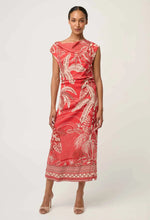 Load image into Gallery viewer, Once Was - Monique Draped Neck Cupronickel Viscose Stretch Column Dress - Crimson Palms