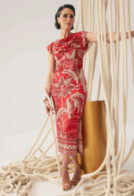 Load image into Gallery viewer, Once Was - Monique Draped Neck Cupronickel Viscose Stretch Column Dress - Crimson Palms