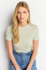 Load image into Gallery viewer, Rich And Royal - Organic Sparkle Striped T-Shirt - Matcha