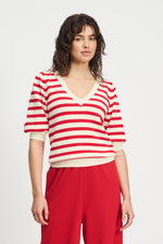 Load image into Gallery viewer, Pom Amsterdam - Striped Scarlet Red Pullover