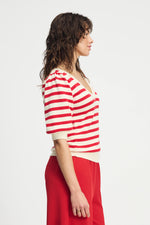 Load image into Gallery viewer, Pom Amsterdam - Striped Scarlet Red Pullover
